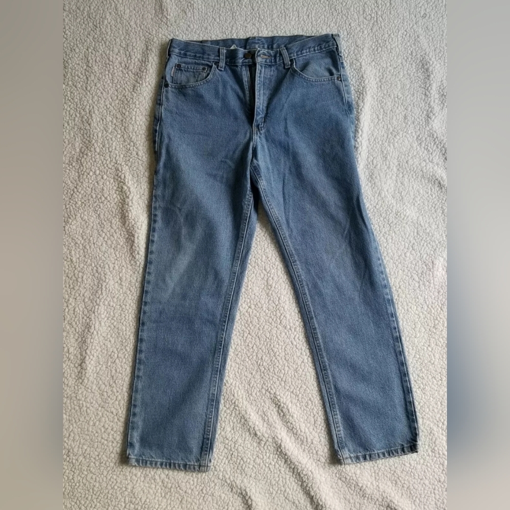 Carhartt Men's Straight Leg Medium Wash Blue Denim Jeans 34x30 No Tags